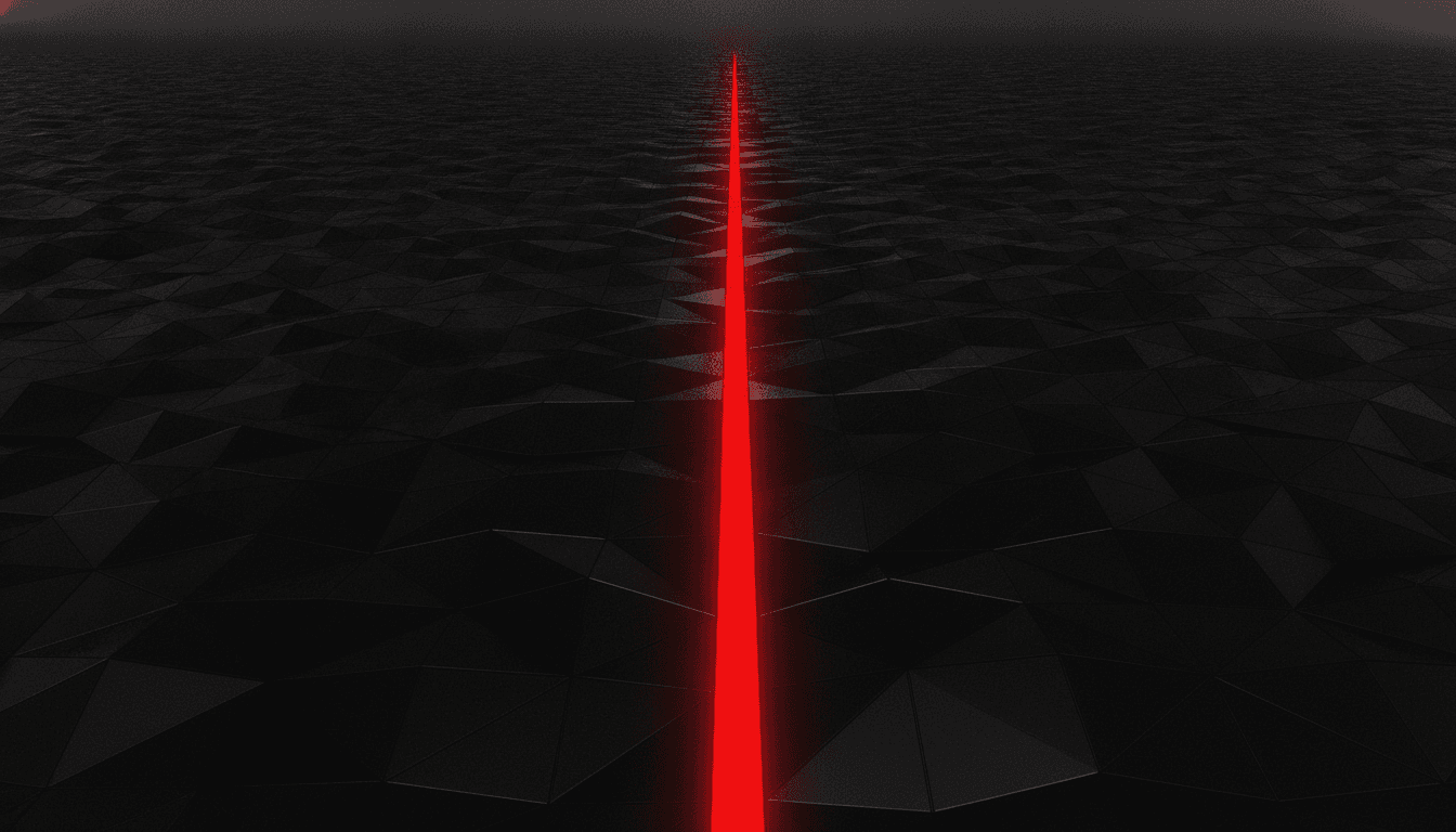 Perfectly aligned facets, one restrained red line down the center