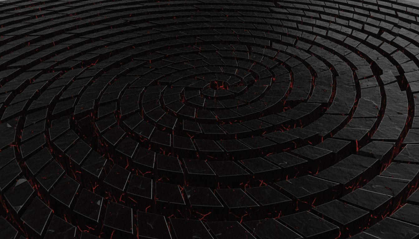 Concentric ringed facets with radiating red cracks