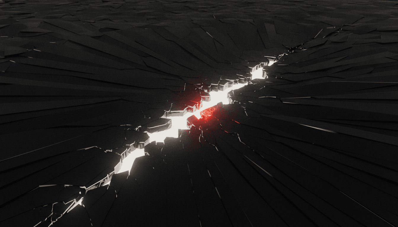 A white-hot crack splitting the crystal open, light overtaking dark